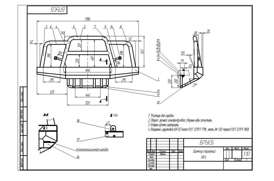 Бампер на уаз буханка своими руками чертежи