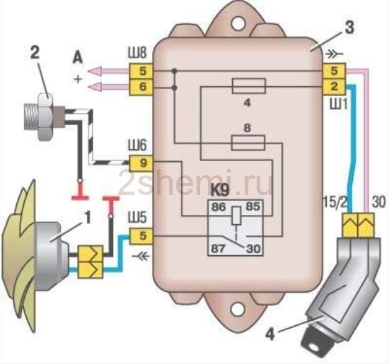 Электросхема включения вентилятора охлаждения ваз 2115 инжектор