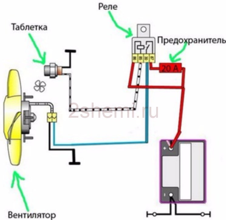 Электросхема включения вентилятора охлаждения ваз 2115 инжектор