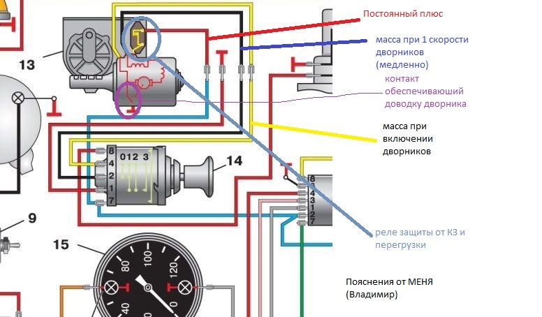 Электросхема УАЗ 452 старого образца с амперметром, для Буханки с карбюраторным ДВС и УАЗ 3741, 3962, 2206